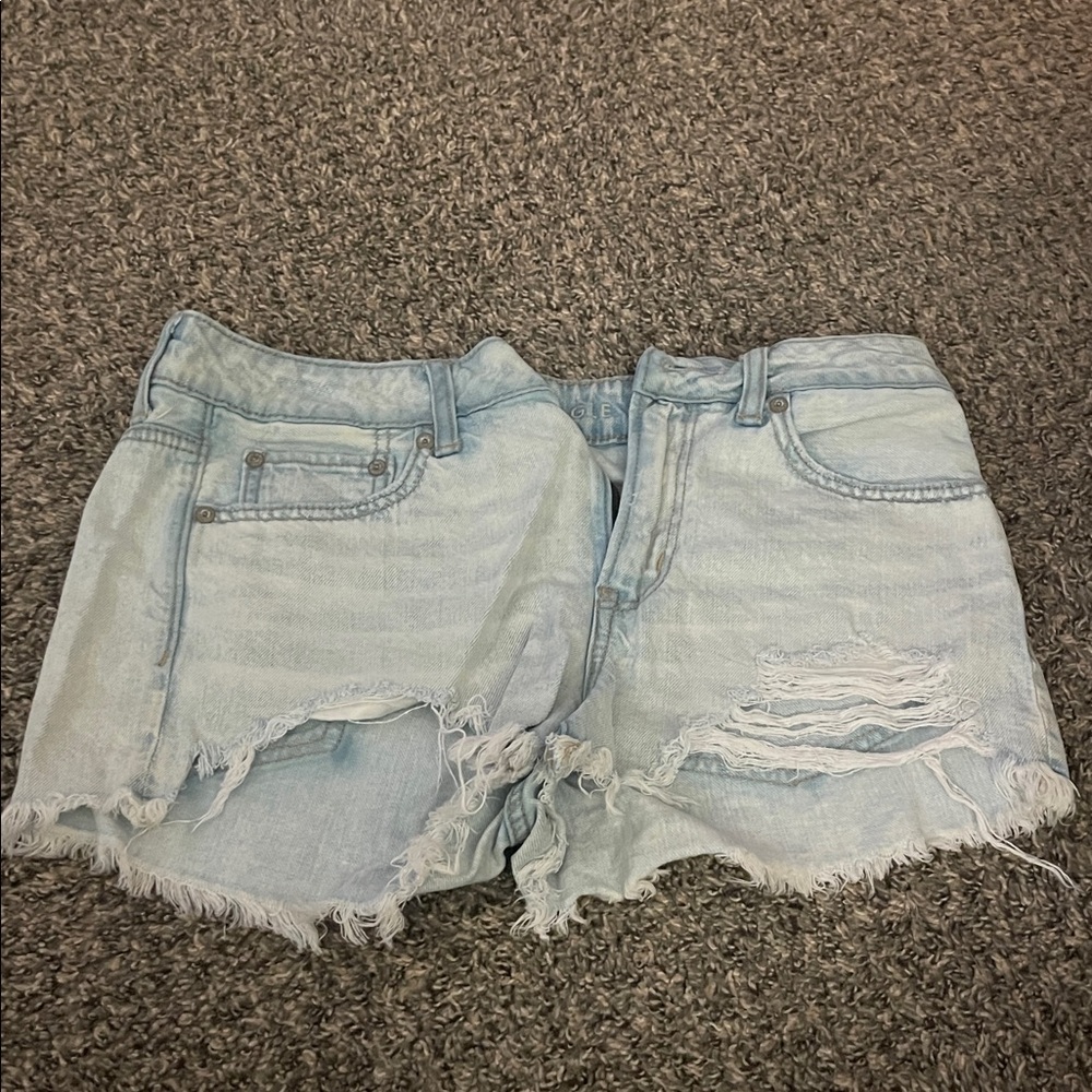 American Eagle Outfitters Light Blue Ripped Jean Shorts